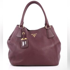 Prada Vitello Daino Galleria soft pebbled calfskin Leather burgundy purse